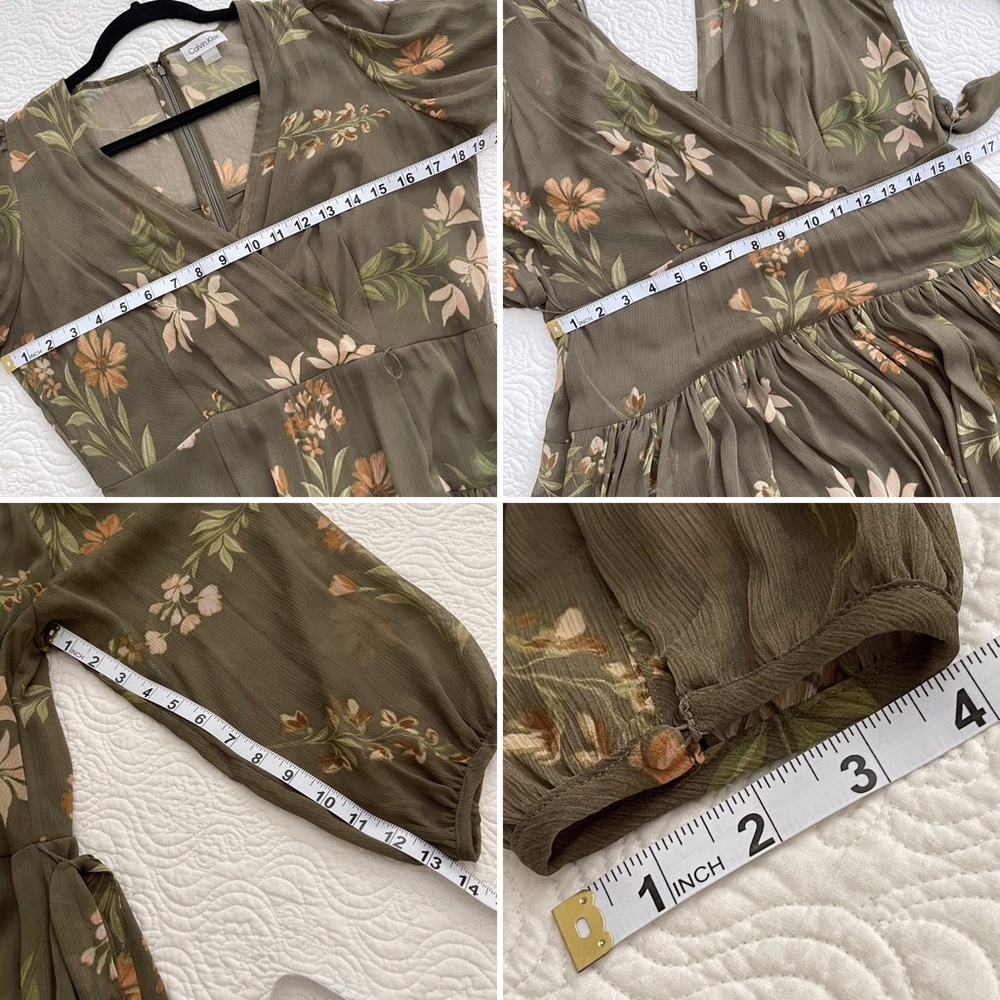 CALVIN KLEIN Women’s Balloon Sleeve Floral Maxi Dress Size 8 - Picture 11 of 15